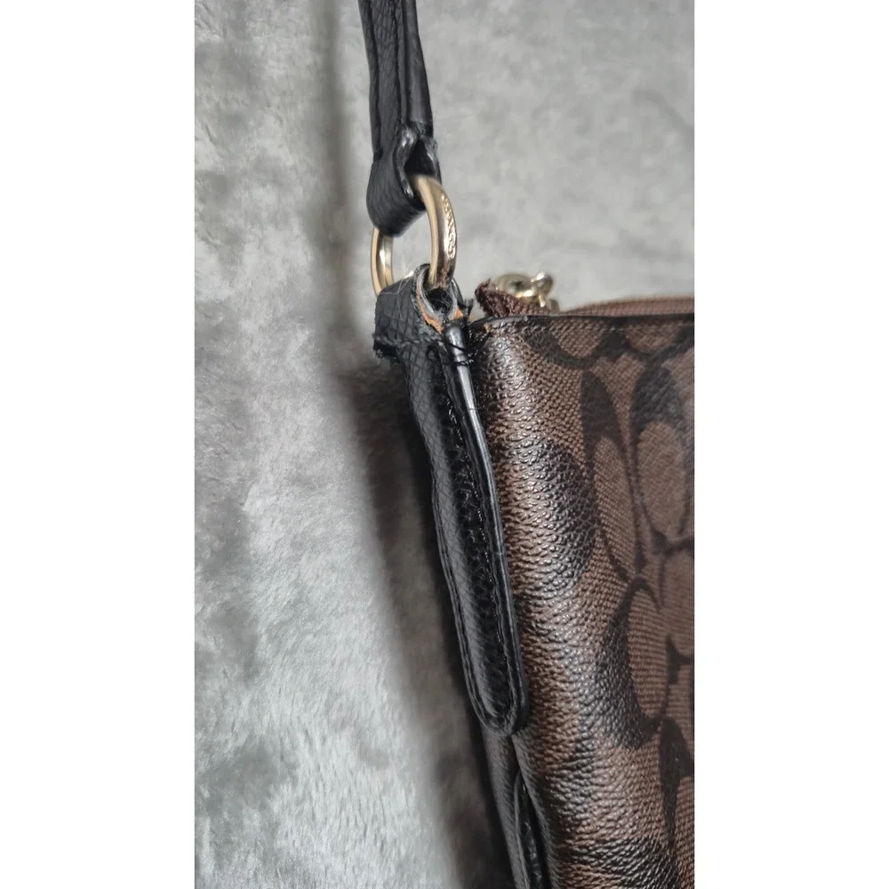 Coach North South Crossbody Bag Signature Canvas Brown Monogram 58330